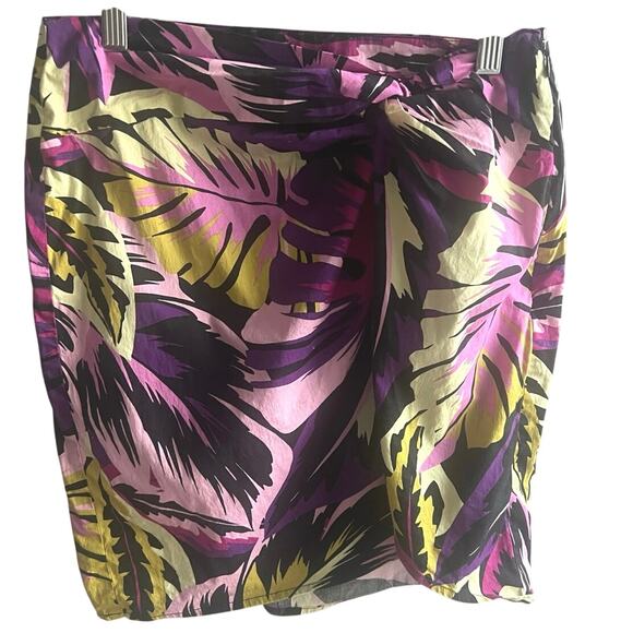 Resort Beach Tropical‎ Leaf Print Mini Skirt Vacation Cruise Summer Party Size 6 - Picture 1 of 6
